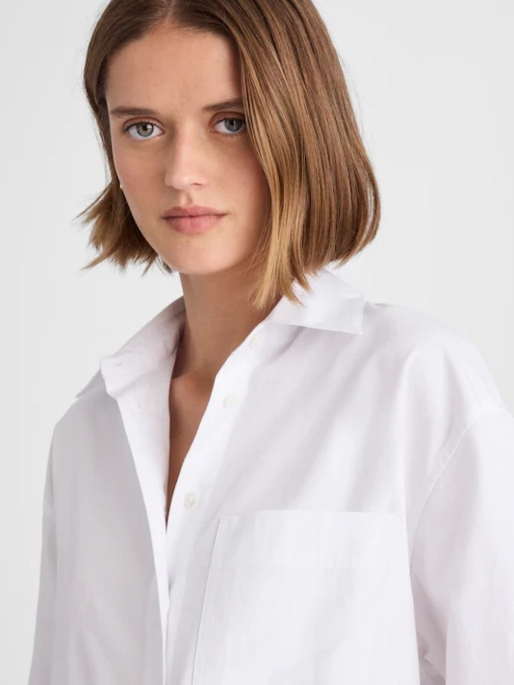 Madewell Oversized Button-Up Shirt in White Cotton Size XXS NWT - Picture 5 of 13